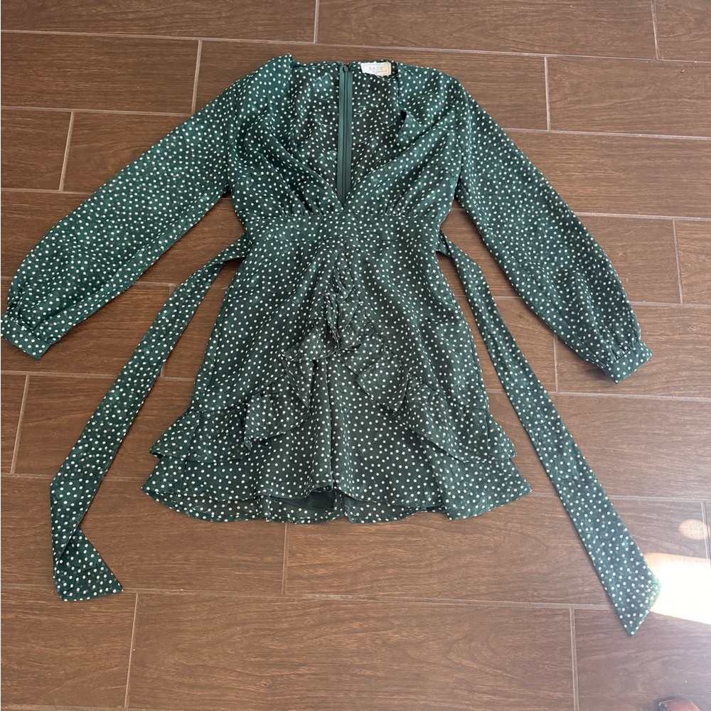Sage the Label Forest Green Polka Dot dress